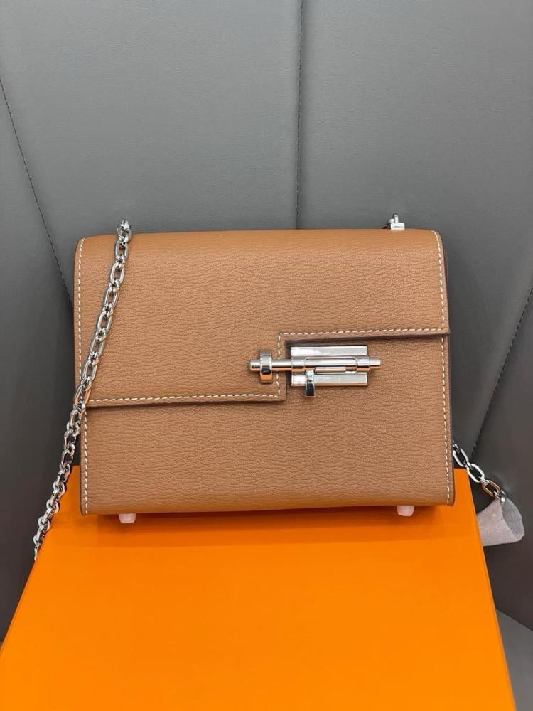 Hermes Firo 21 Bag, Modern Shoulder Bag in Brown and Silver