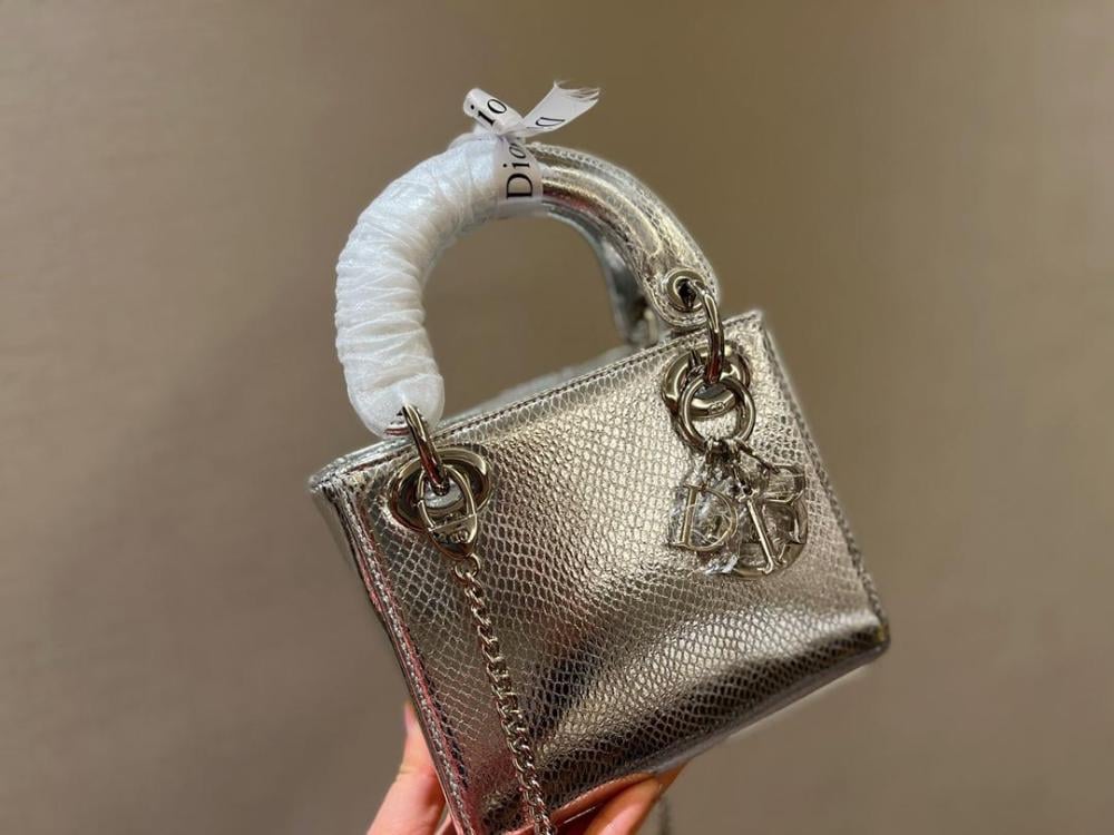 Christian Dior Mini Lady Bag, Silver - E-SEVEN STORE