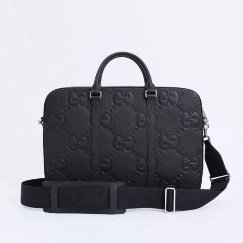 Montblanc embossed leather business bag in grey - E-SEVEN STORE