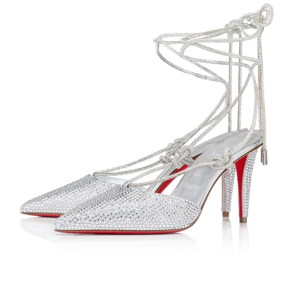Christian Louboutin Women's Silver Sandal with Shiny