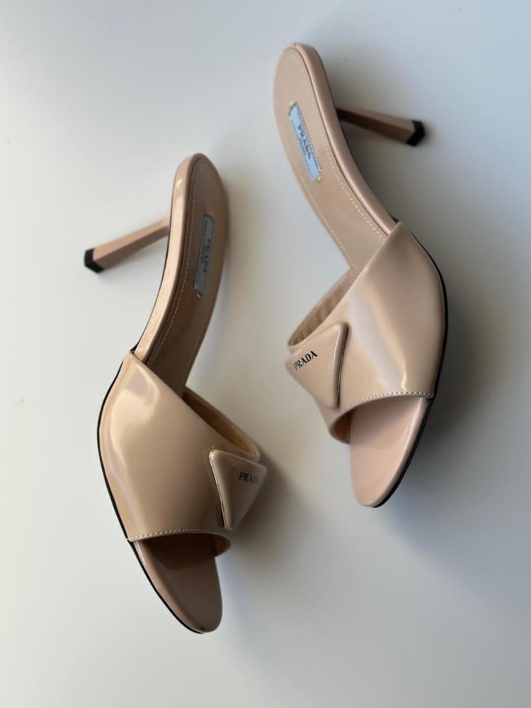 Prada Women's High Quality Shiny Beige Flip Flop - E-SEVEN STORE