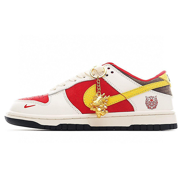 Nike Dunk Low White Red Yellow Flat Sneakers