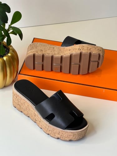 Hermes Jackie 50 Women's Leather Comfort Heel Sandal with