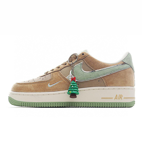 Shoes suede nike air force 1 sports christmas lite brown and green