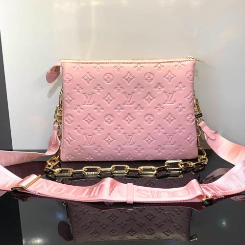 leather louis vuitton side bag with pink strap