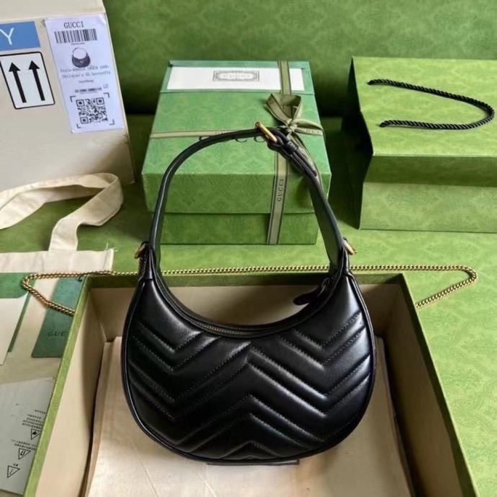 Leather Handbag/ crossbody Marmont half-moon-shaped mini bag