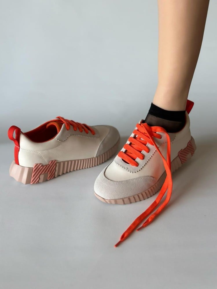 Hermes Women's Stylish Sneakers Light Orange
