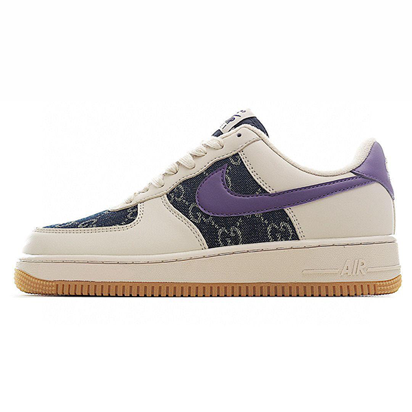 سنيكر رياضي جوتشي x نايكي اير فورس1 ابيض اسود مع بنفسجي