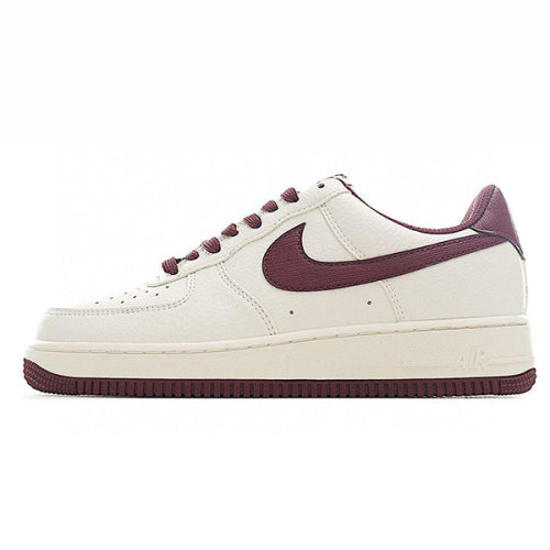 Nike Air Force Women's White with Maroon Sneakers E-SEVEN STORE