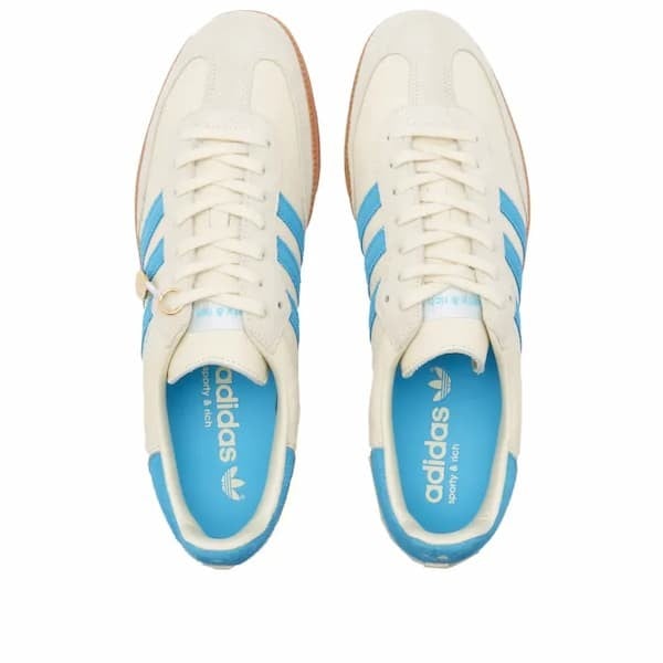 靴 Adidas Sporty&Rich Samba Cream Blue A722 Adidas Samba Sporty & Rich Cream with Blue Shoes - E-SEVEN STORE