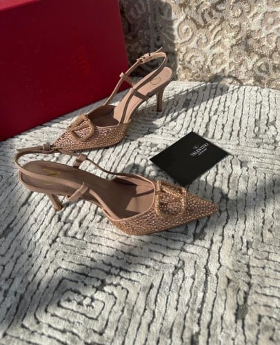 Valentino comfortable high heel sandal, VIP quality, beige color