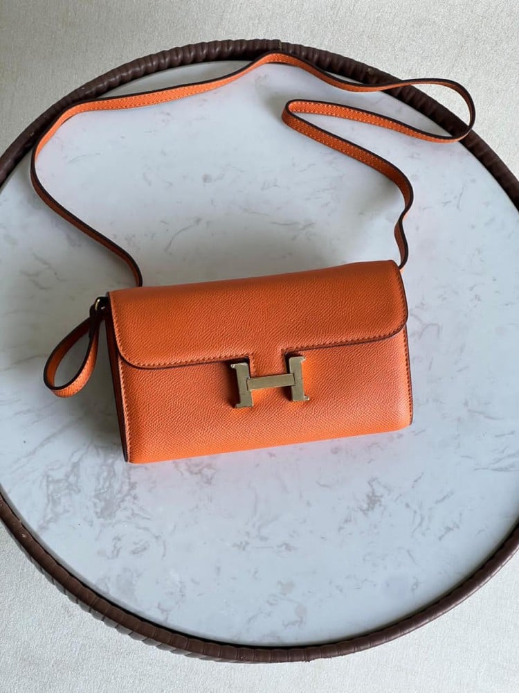 Hermes Constance Small Shoulder Bag, Orange, Elegant Master Quality
