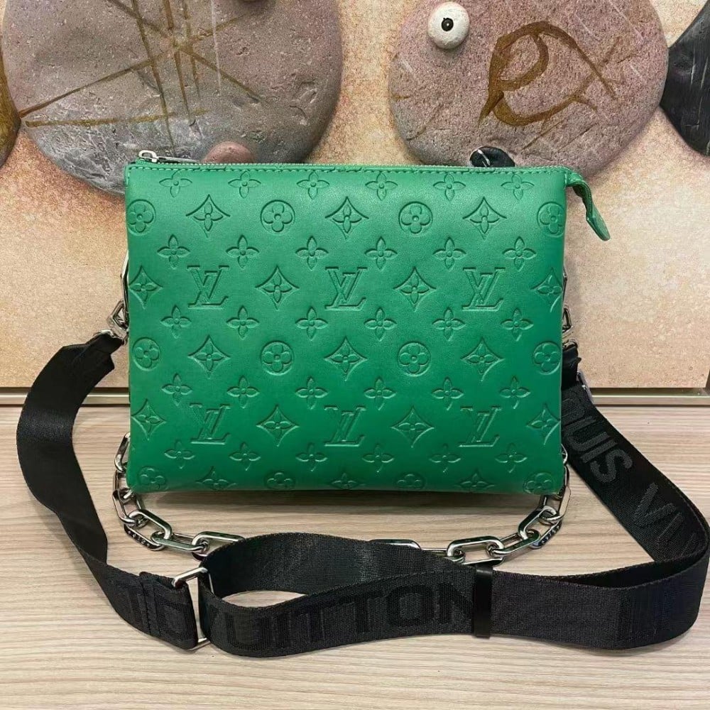 Louis Vuitton Cousin Monogram Green Leather Bag with Metal Chain