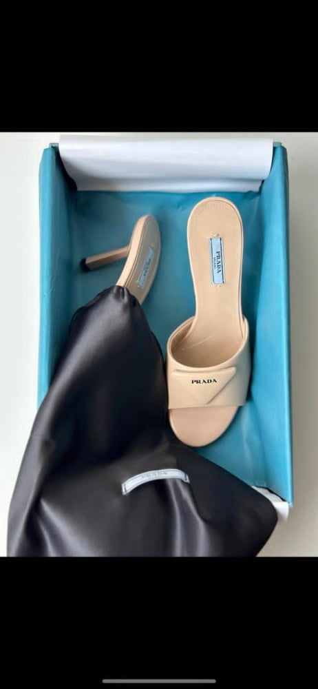 Prada Women's High Quality Shiny Beige Flip Flop - E-SEVEN STORE