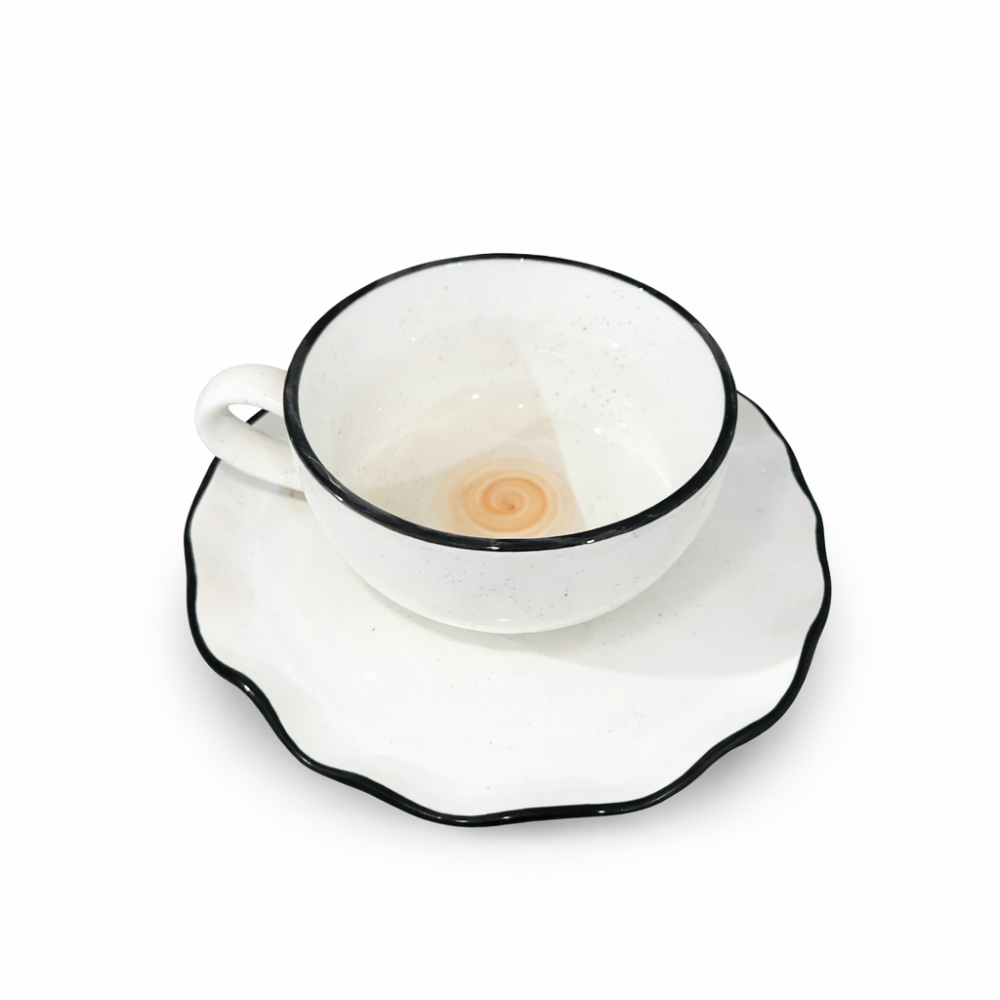 كوب مع صحن مموج منقط | 180 مل