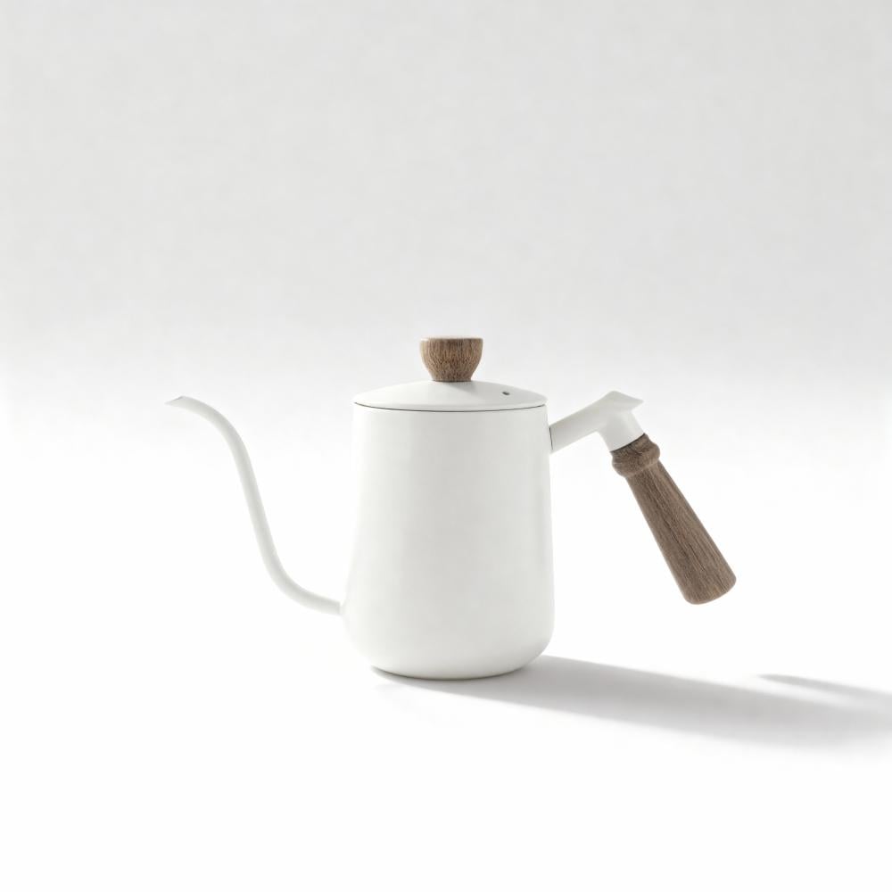 ابريق تقطير ترشيح ابيض مع مقبض خشبي | ml 600