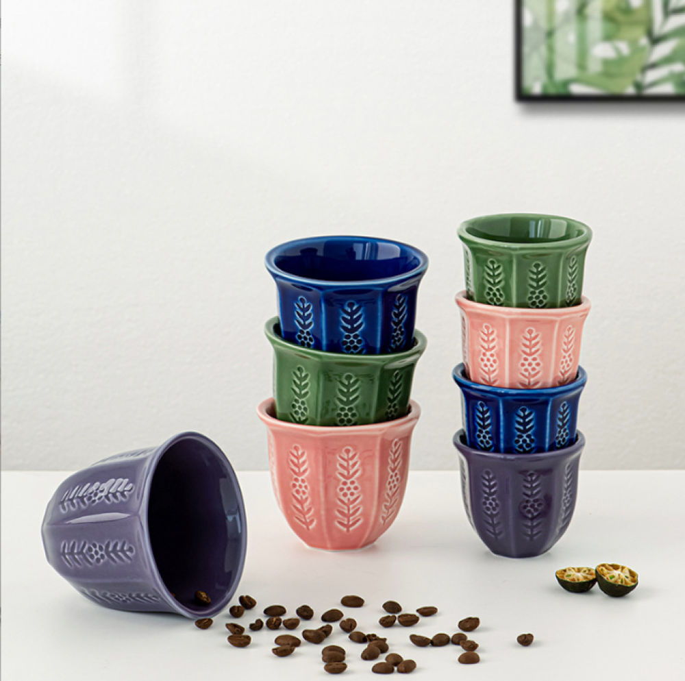 كوب قهوة سيراميك بتصميم القهوة السعودية التراثية – سعة 250 مل