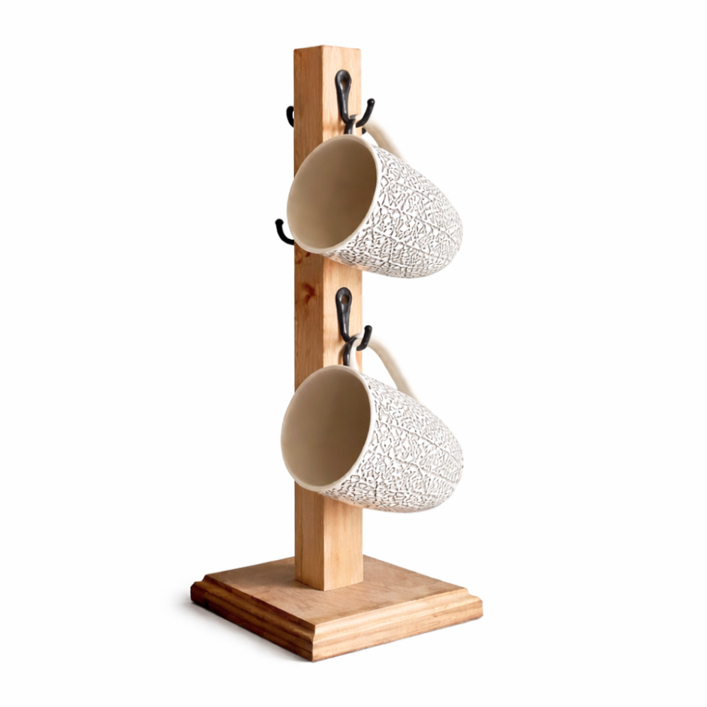 حامل اكواب ريفي - خشبي | Rustic Wooden Mug Holder