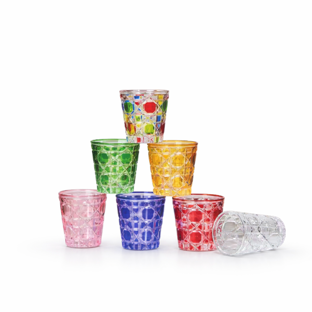 كوب زجاجي بطابع تراثي 240 مل - الوان متعددة | Glass CUP