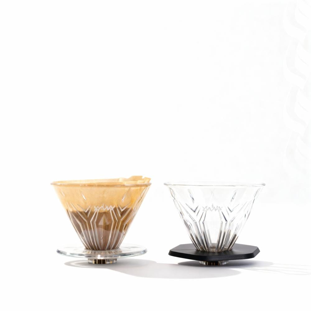 قمع تقطير V60 زجاجي مع قاعدة | V60 Dripper