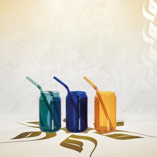 اكواب زجاجية مع مزاز - 350 مل | Glass Cups with St...