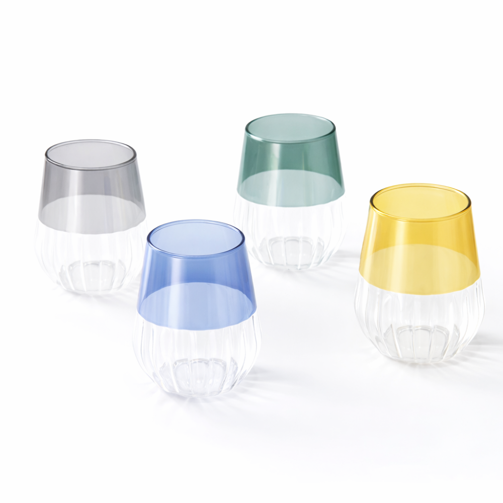 كوب قهوة زجاجي مزدوج الملمس - 435 مل | الوان متعددة