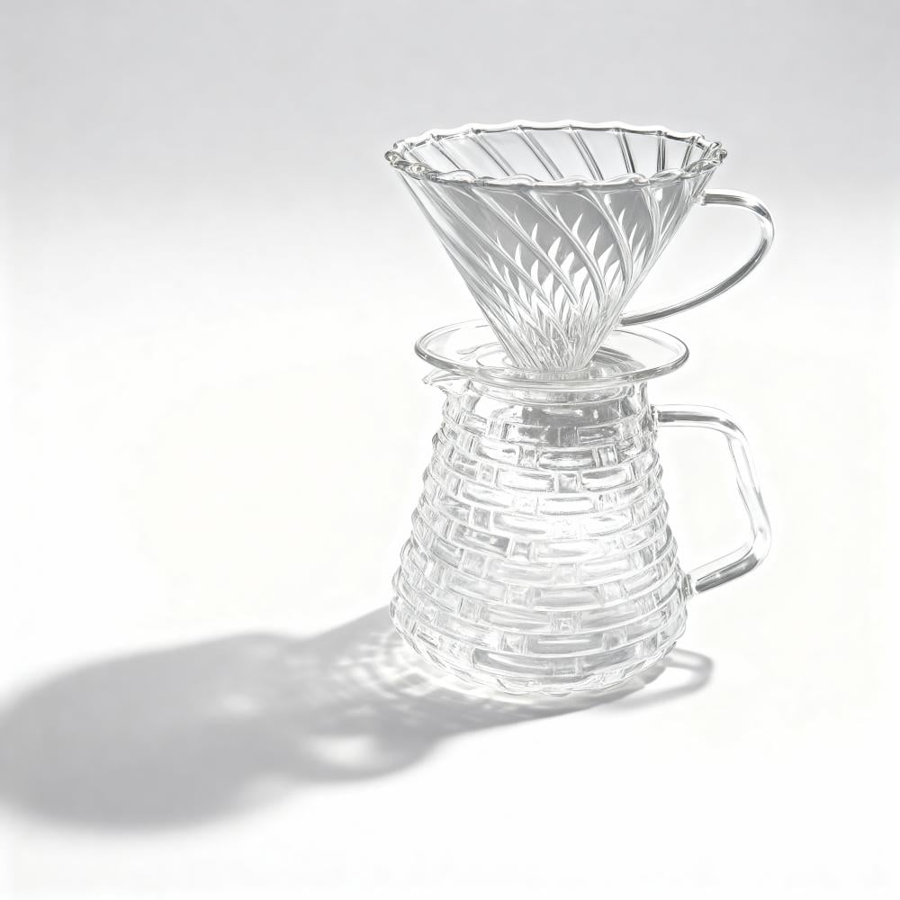 طقم تقطير شفاف V60 - زجاجي | V60 Dripper Set 02