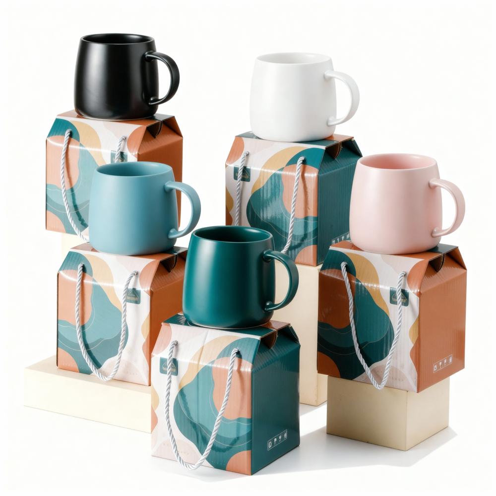 بوكس كوب سيراميك مع ملعقة ستيل - 480 مل | CERAMIC CUP