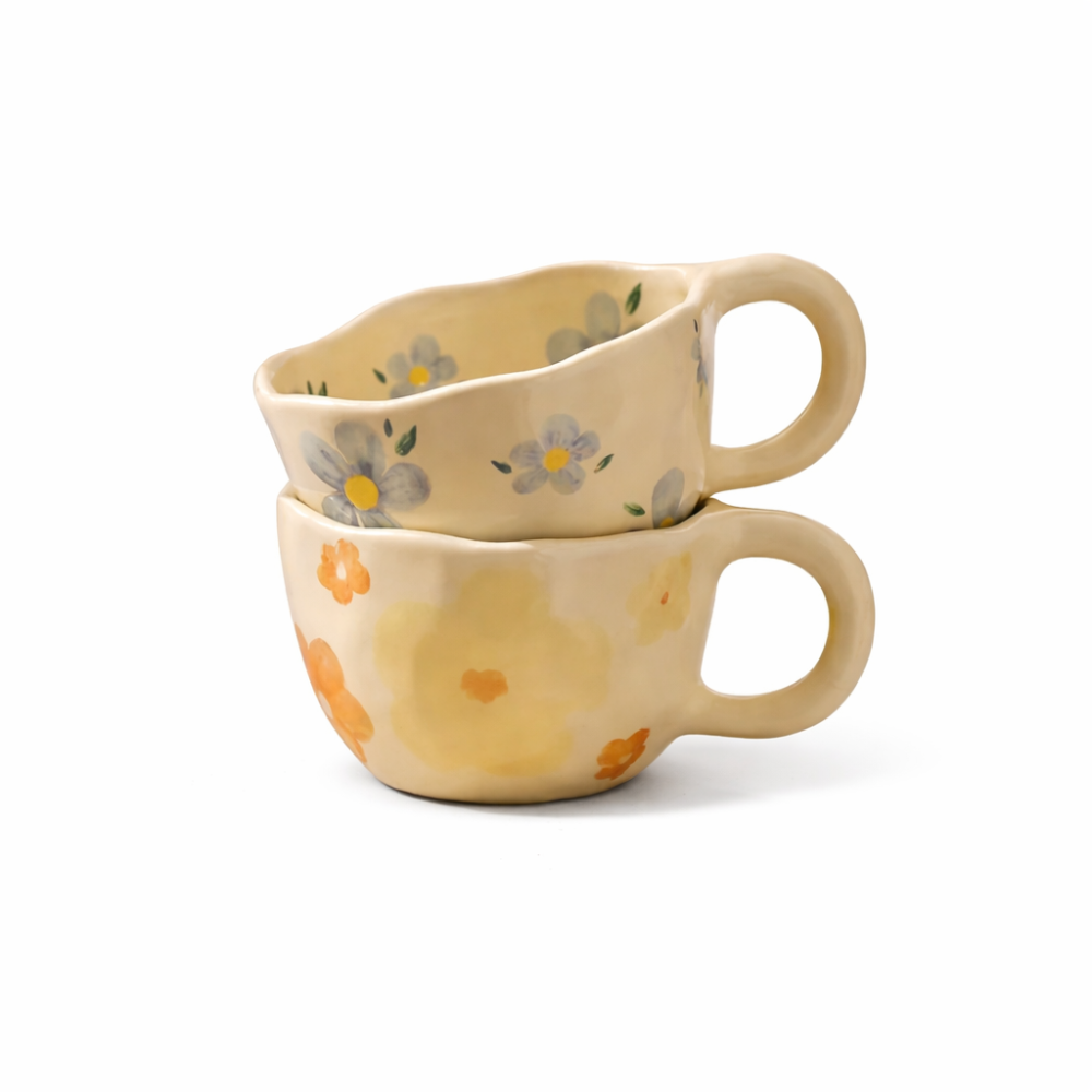 كوب سيراميك مع رسومات بنمط الورد - رسومات مختلفة | CERAMIC CUP