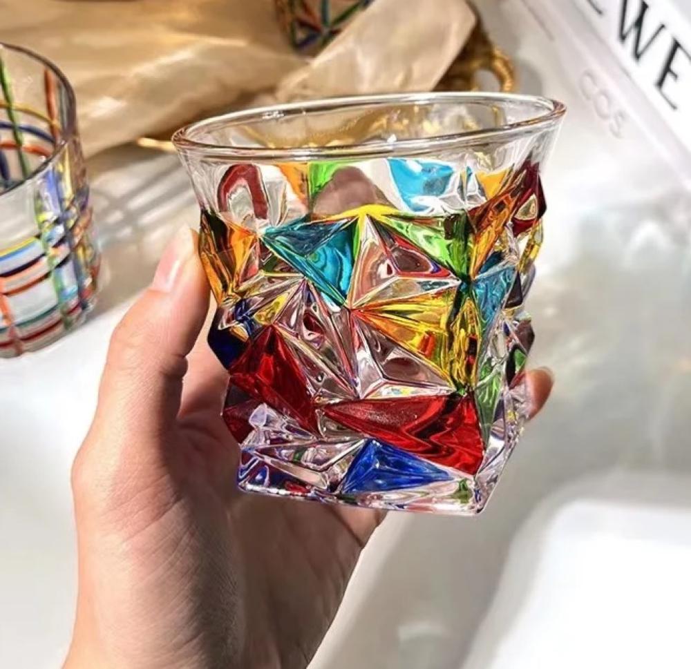 كوب زجاجي بألوان و أشكال عشوائية | Colorful Glass CUP
