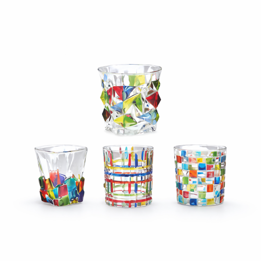 كوب زجاجي بألوان و أشكال عشوائية | Colorful Glass CUP