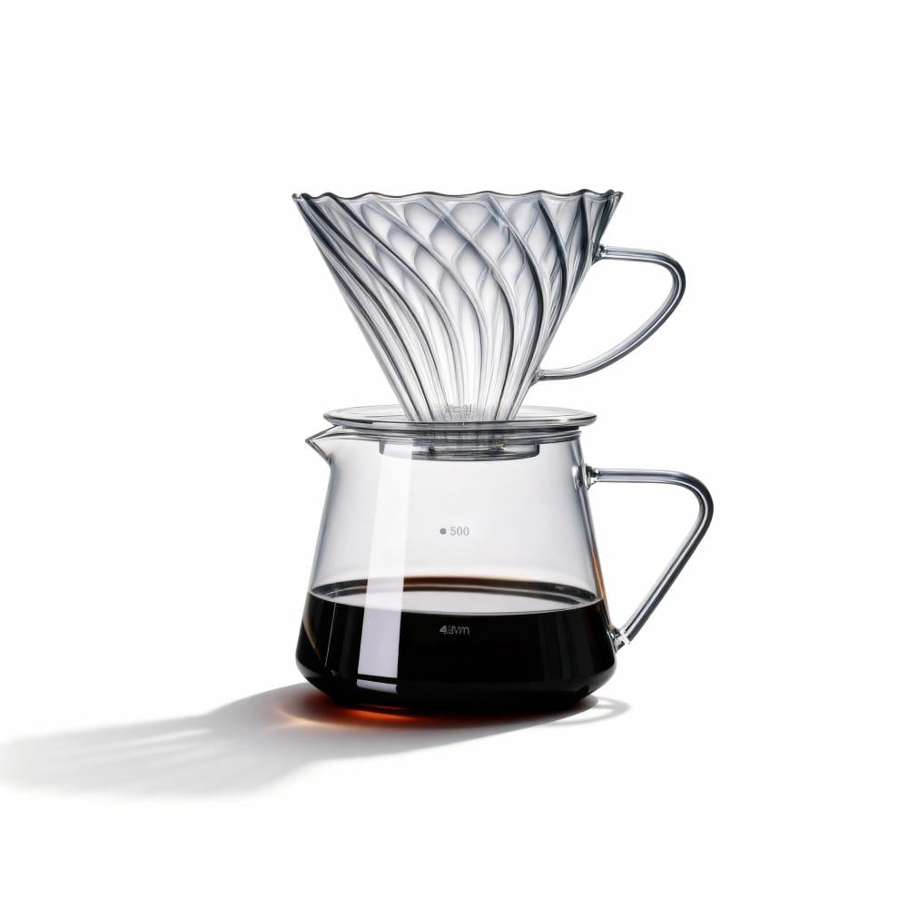 طقم تقطير زجاجي كريستالي | V60 Dripper