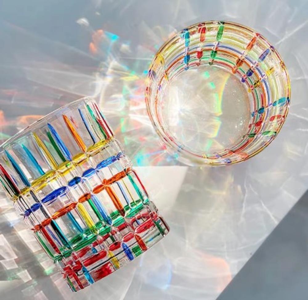 كوب زجاجي بألوان و أشكال عشوائية | Colorful Glass CUP
