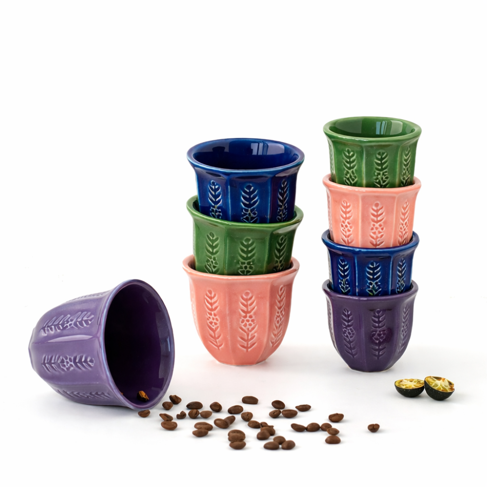 كوب قهوة سيراميك بتصميم القهوة السعودية التراثية – سعة 250 مل