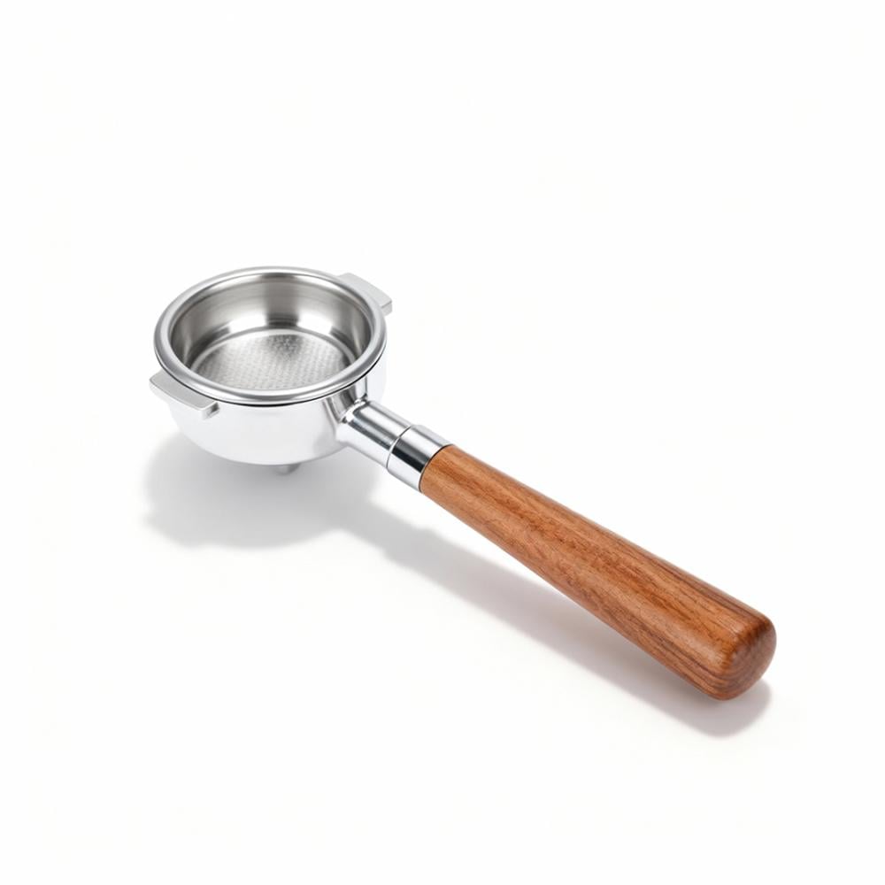 بورتافلتر 51 بشفرتين مع باسكت غير مضغوط - خشبي غامق | Portafilter Bottomless