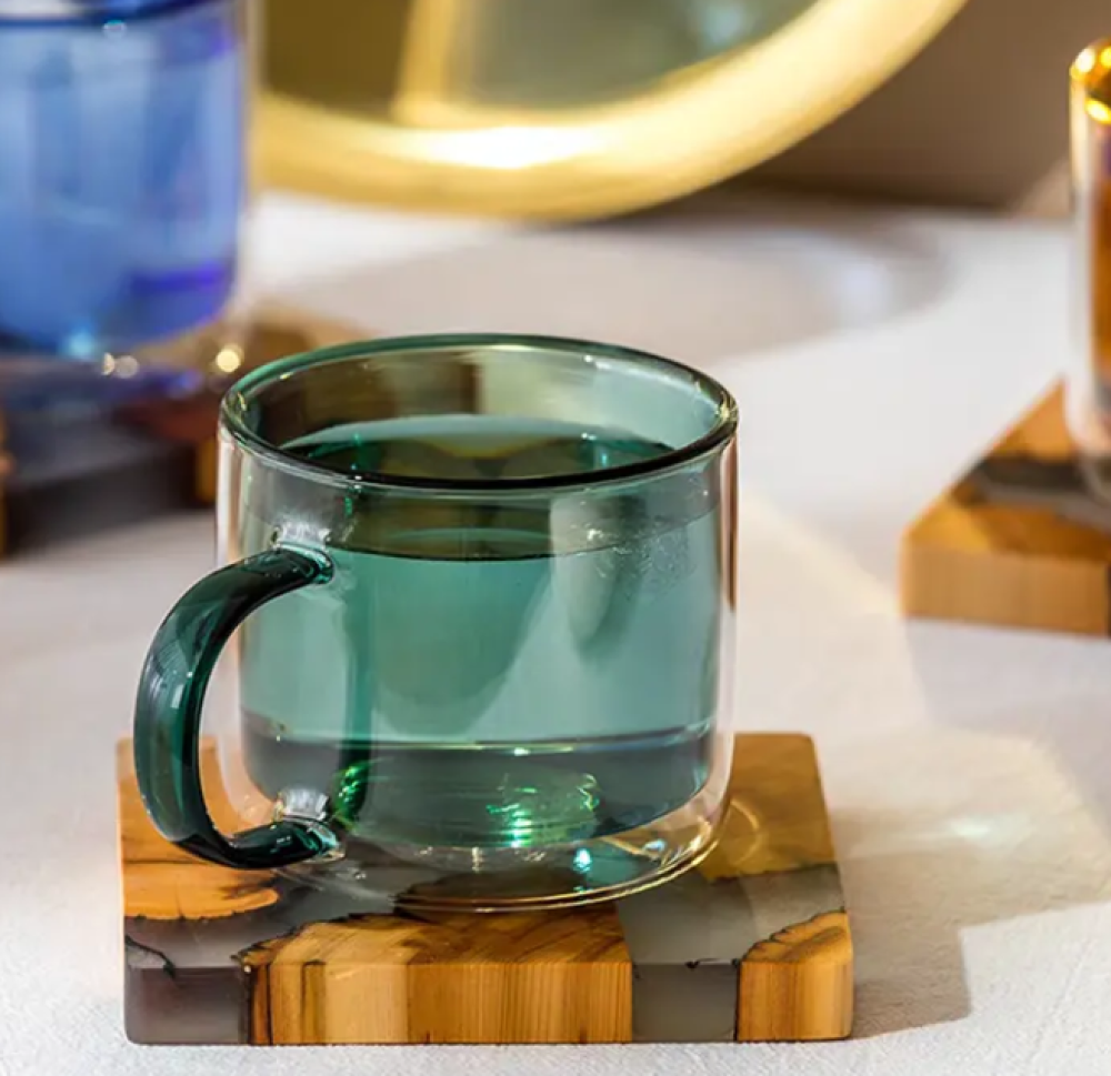 اكواب زجاجية مزدوجة الطبقات - الوان متعددة | Glass CUP اكواب زجاجية مزدوجة الطبقات - الوان متعددة | Glass CUP