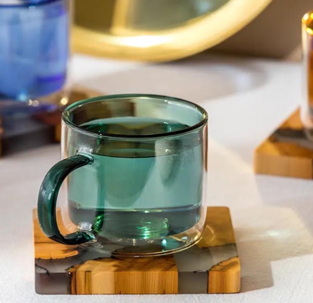 اكواب زجاجية مزدوجة الطبقات - الوان متعددة | Glass CUP اكواب زجاجية مزدوجة الطبقات - الوان متعددة | Glass CUP