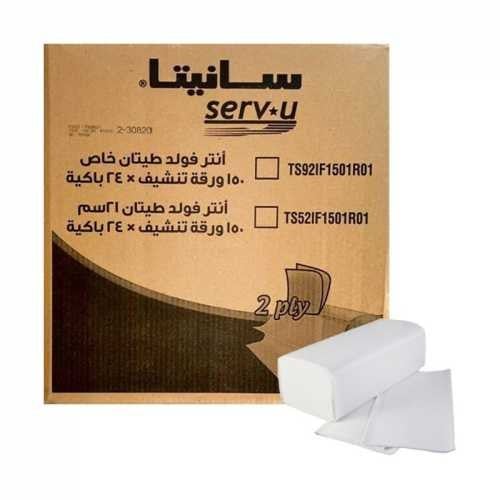 [كرتون] مناديل سانيتا انترفولد طيتان 21 سم × 150 م...