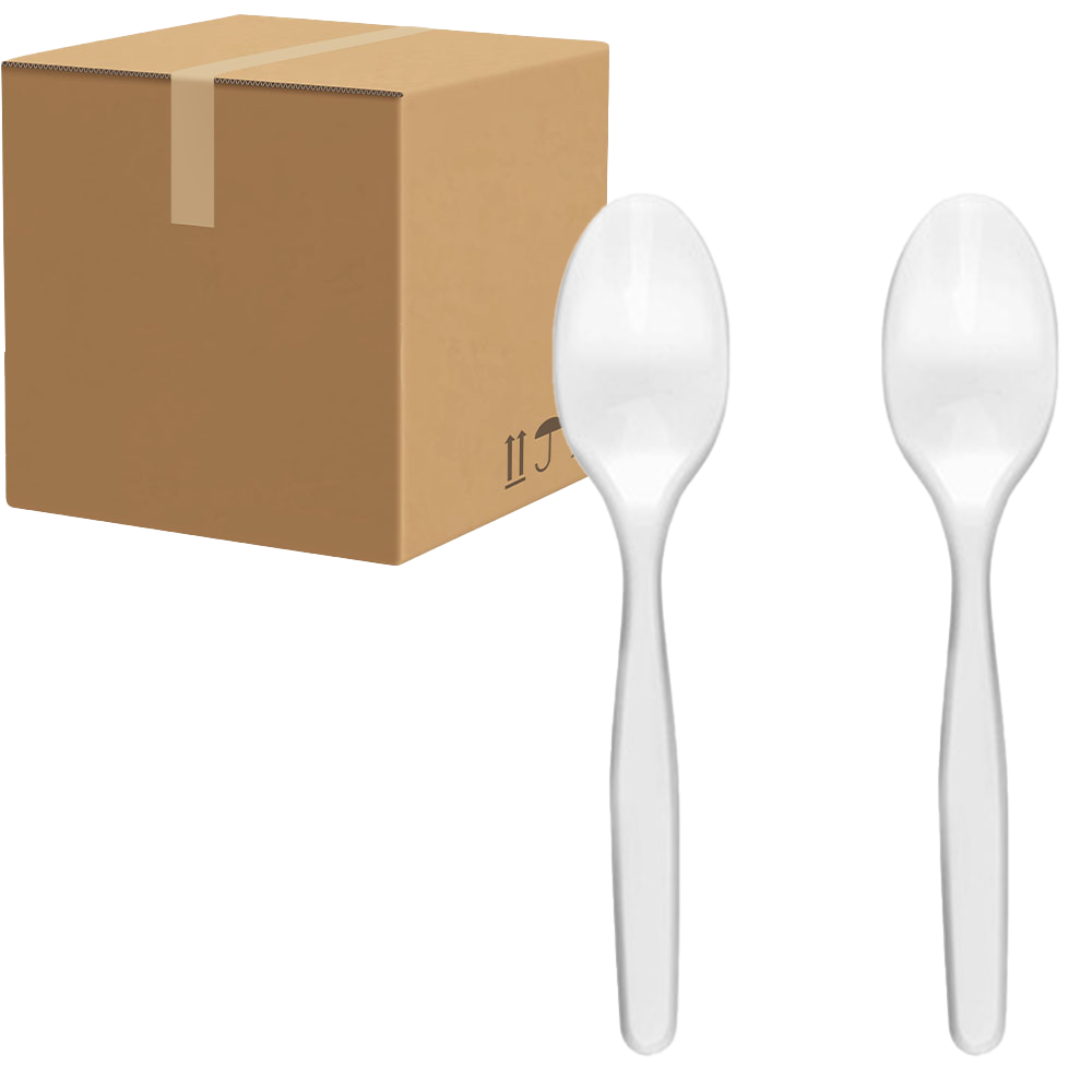 Carton] Large transparent plastic spoons, 50 pieces - متجر بدر العالمية