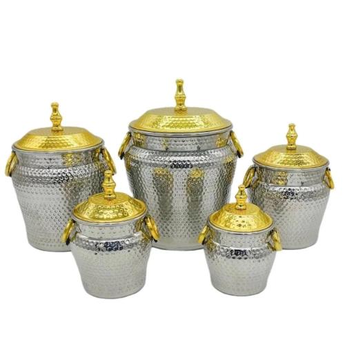 طقم علب سكر و شاي البادية لونين 5 حبة