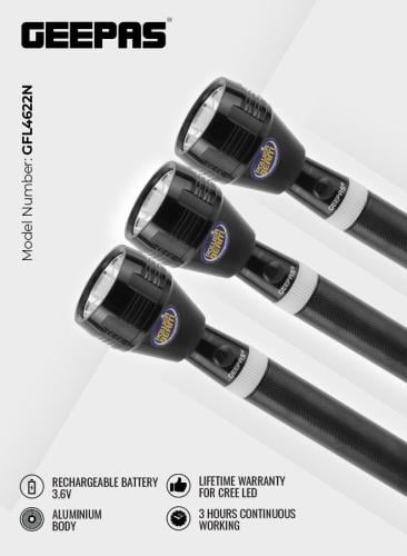 3 مصباح فلاش LED قابل للشحن موديل (GFL4622) هيكل م...