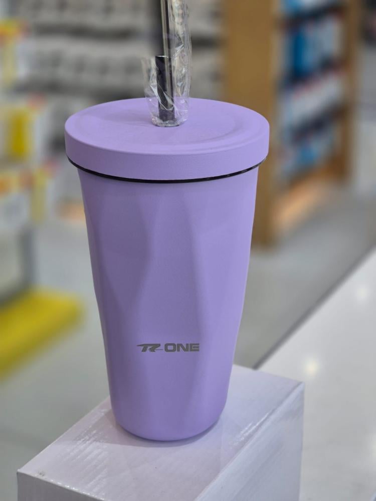 مق حراري معزول بجدار مزدوج سعة 500 مل مع ماصة ستيل وغطاء ثيرموس سيبر، كوب سفر بظلال متدرجة ساخنة وباردة، مجموعة من قطعة واحدة