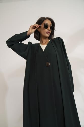 عبايه كريب طبقتين أخضر