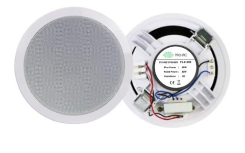 PS-66E. *قدرة صوتية*: 6 واط. 2. *حجم*: 6 بوصات، تناسب المساحات المختلفة. 3. *تصميم*: لون أبيض . 4. *استخدامات متعددة*: مثالية للمكاتب، المدارس، والفنادق.