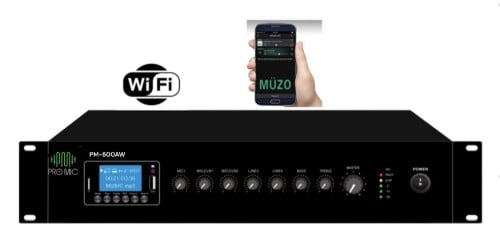 PM- 500WA• ميكسر أمبليفاير برومايك بقوة 500 واط وشاشة 19 بوصة مع واي فاي ومنافذ USB/Bluetooth/FM. ماركة برومايك • يتضمن 3 ميكروفونات و 2 مدخل صوت إضافي. • يدعم توصيلات 70 فولت/100 فولت/4-16 أوم