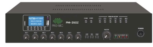 PM-350Z - مكبر صوت 5 زونات بقوة 350 واط. - ⁠- يدعم تشغيل الموسيقى من خلال .Bluetoothو FM وراديو MP3 - ⁠- يحتوي على تحكم منفصل في مستوى الصوت لكل منطقة. - ⁠- يتوفر ثلاثة مداخل للميكروفون ومدخلين للأجهزة الصوتية الإضافية. - ⁠- متوافق مع أنظمة السماعات 70V/1