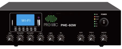 PME- 60W - مكبر صوت واي فاي بقوة 60 واط للإنترنت والبث المباشر من ماركة برومايك. - ⁠- يحتوي على منافذ USB/SD/FM/Bluetooth لتشغيل الموسيقى. - ⁠- يتضمن 3 ميكروفونات و2 مدخل Aux للصوت. - ⁠- متوافق مع نظام الصوت .70V/100V/4-16 Ohm