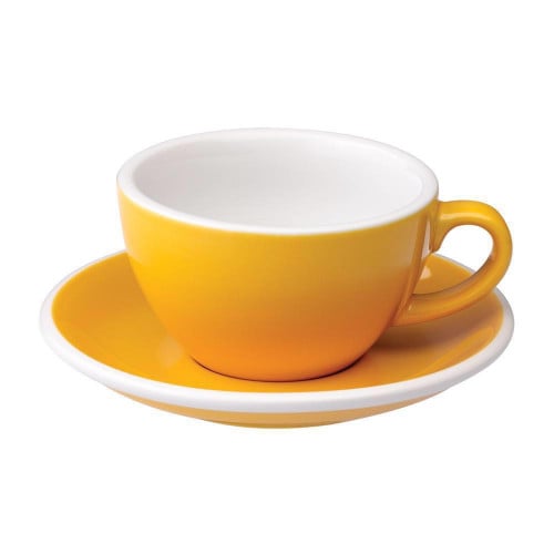 كوب لاتيه اصفر 280ml من إيقل مع الصحن