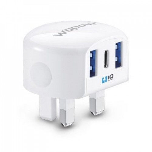 فيش جداري منفذ تايب سي ومنفذين يو اس بي WOPOW أبيض