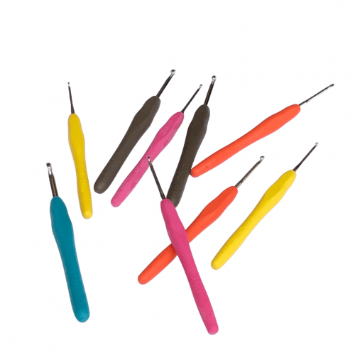 سنارات كروشيه بمقبض سيليكون طقم مكون من ( 9 قطع )